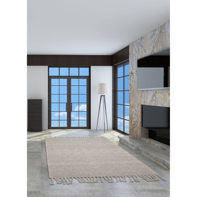 ECARPETGALLERY Braid weave Sienna Grey Wool Rug - 5'1 x 8'3