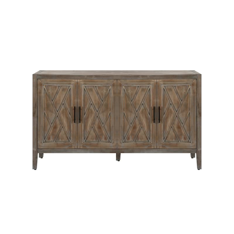 4 Door Wooden Twill Sideboard American Country Vintage Cabinet