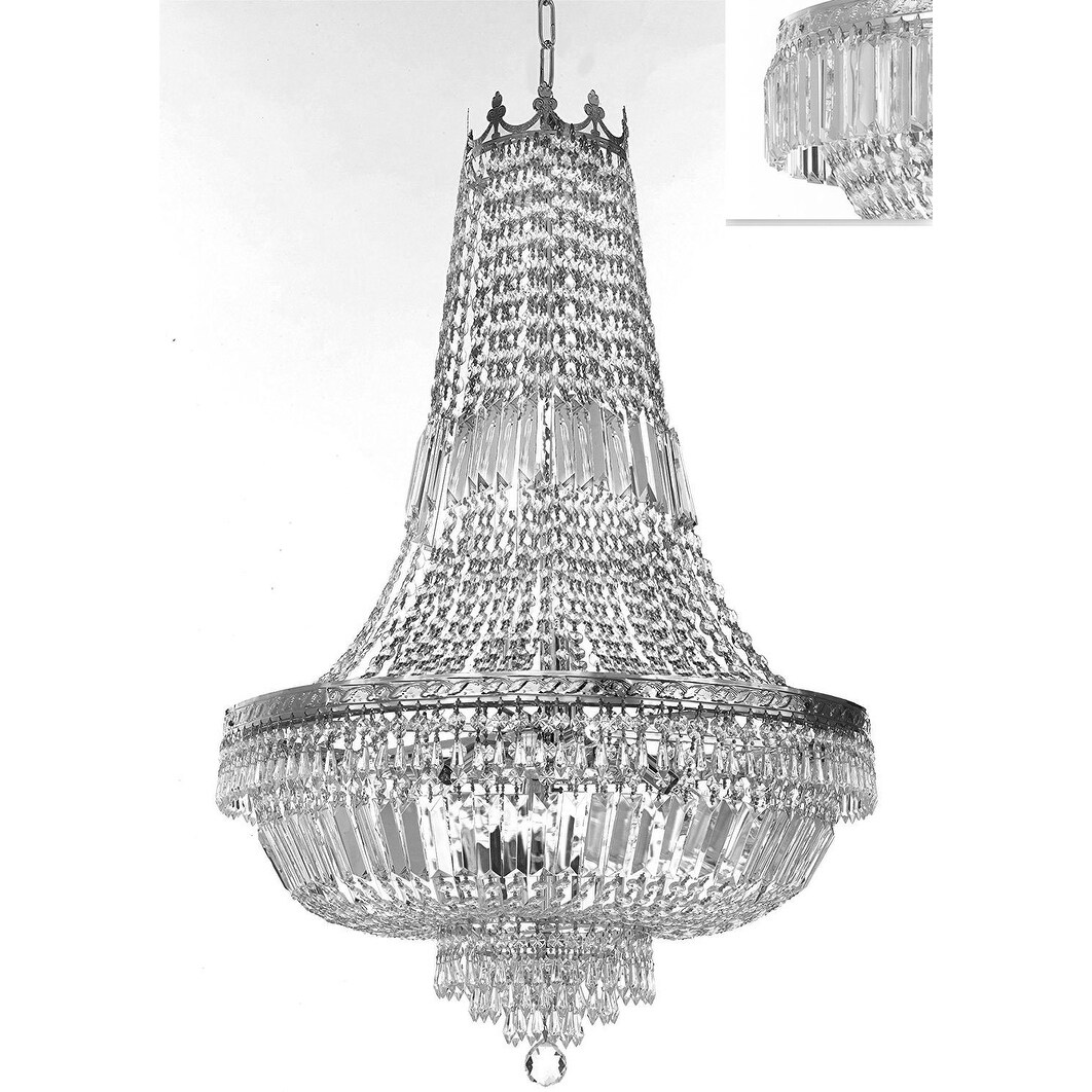 French Empire Crystal Silver Chandelier Lighting - Chandeliers For Bedrooms by Overstock.com