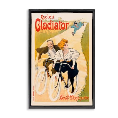 Stupell Vintage Cyclists Poster Framed Floater Canvas Wall Art Design By Marcus Jules