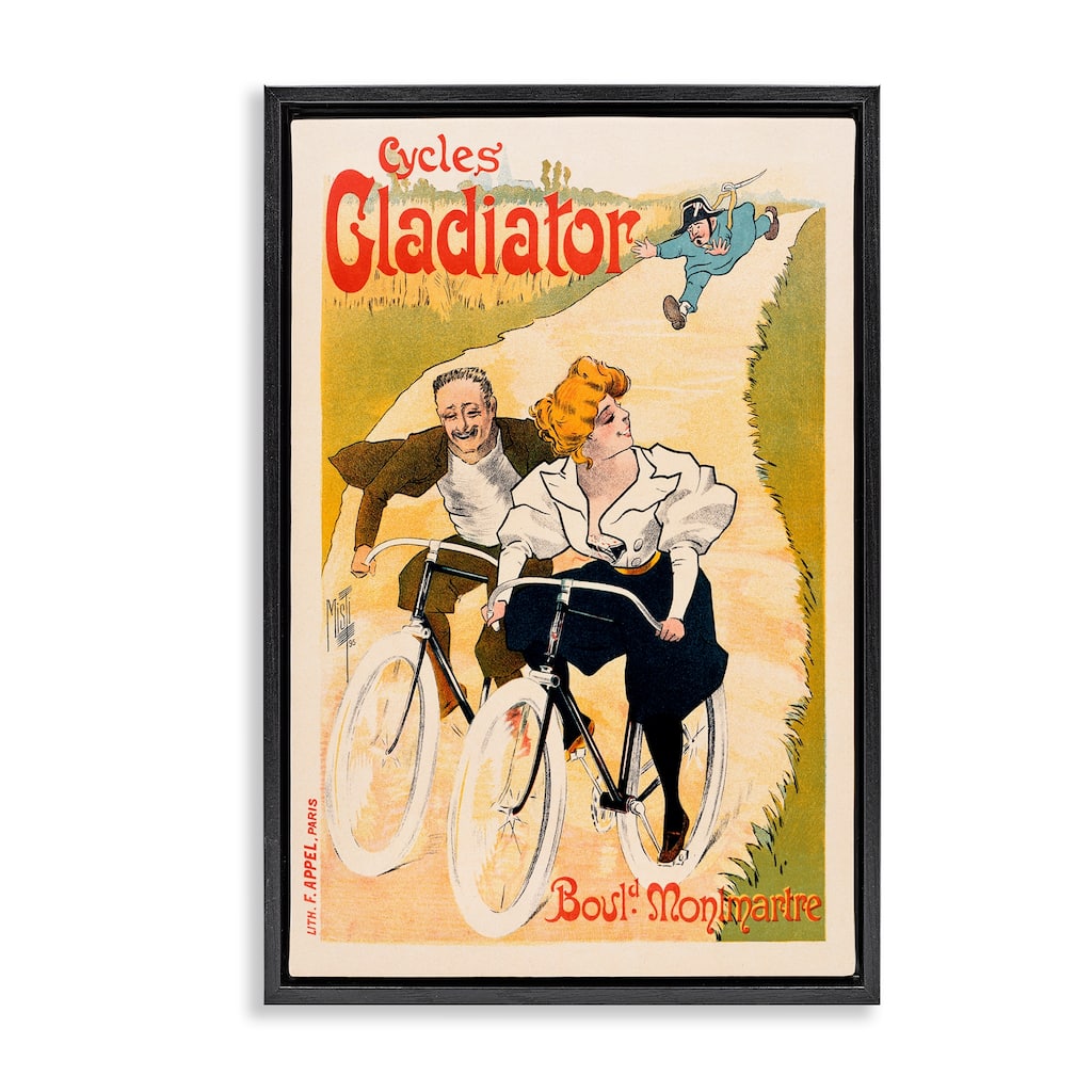Stupell Vintage Cyclists Poster Framed Floater Canvas Wall Art Design By Marcus Jules