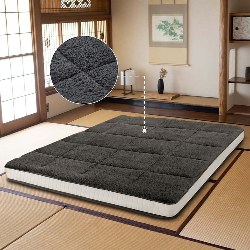 Floor Mattress for Adults, Mattress for Floor, Breathable Bed - Black - Full