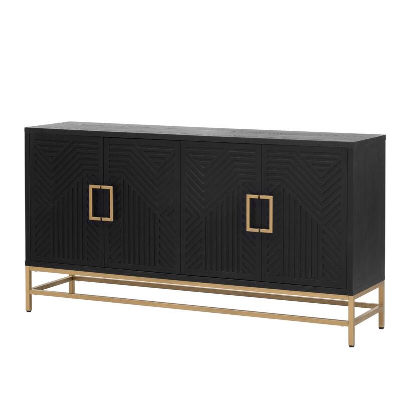 Rectangular Sideboard Entryway Cabinet with Adjustable Shelves & Metal Leg, Buffet Cabinet Console Table for Kitchen Living Room
