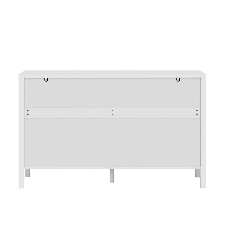 Modern 57.5" Fluted Door 4-Door Sideboard with Side Hooks and Adjustable Shelves