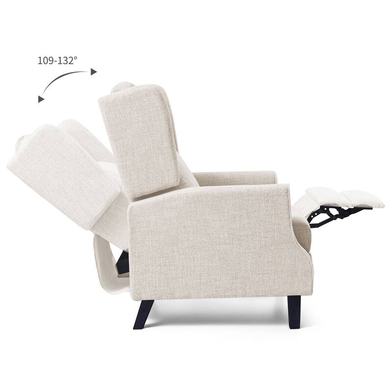 Subrtex Upholstered Classic Manual Wingback Recliner with Spindle Legs