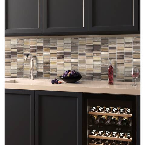 Apollo Tile 5 pack Gray and Beige 11.6-in. x 11.7-in. Honed Marble and Glass Mosaic Tile (4.71 Sq ft/case)