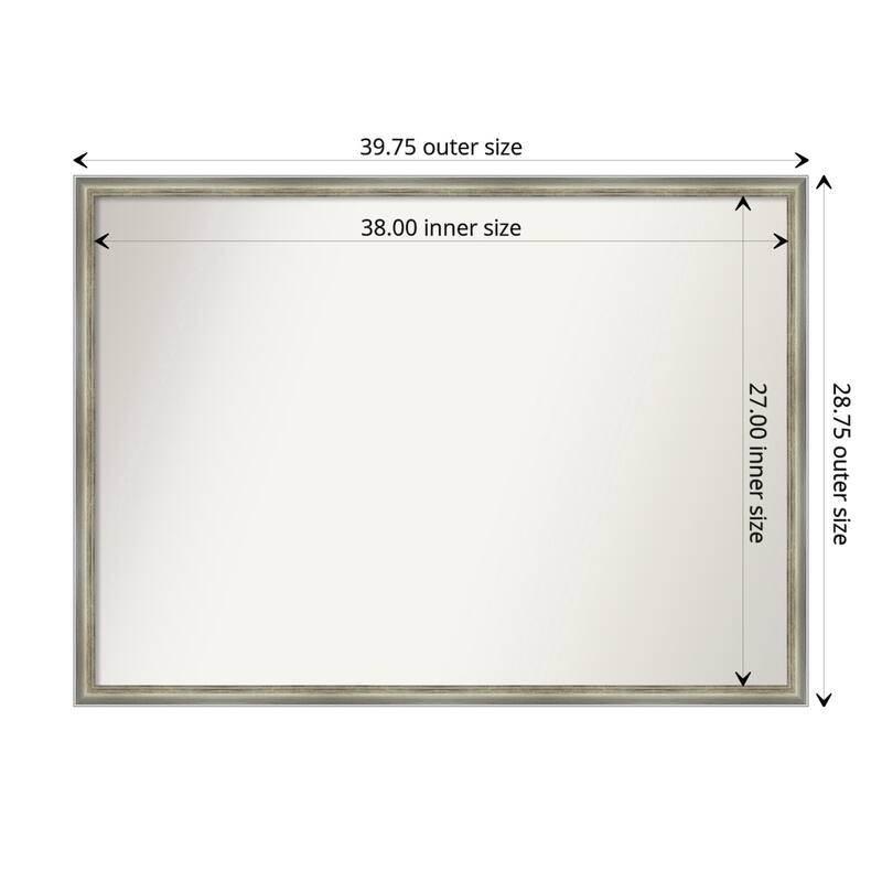 Salon Scoop Non-Beveled Wood Framed Wall Mirror - Salon Scoop Silver - Glass Size 38x27