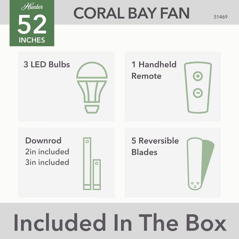 Hunter 52" Coral Bay Outdoor Ceiling Fan with Light