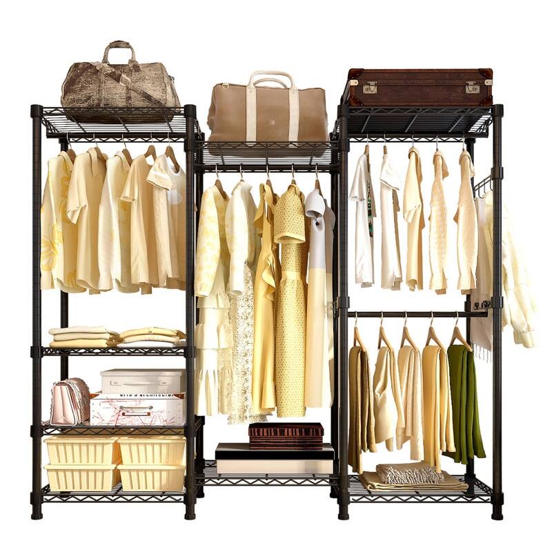 Freestanding Metal Wire Garment Rack Wardrobe Black