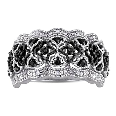 Miadora 1/10ct TW Halo Diamond Vintage Ring Sterling Silver
