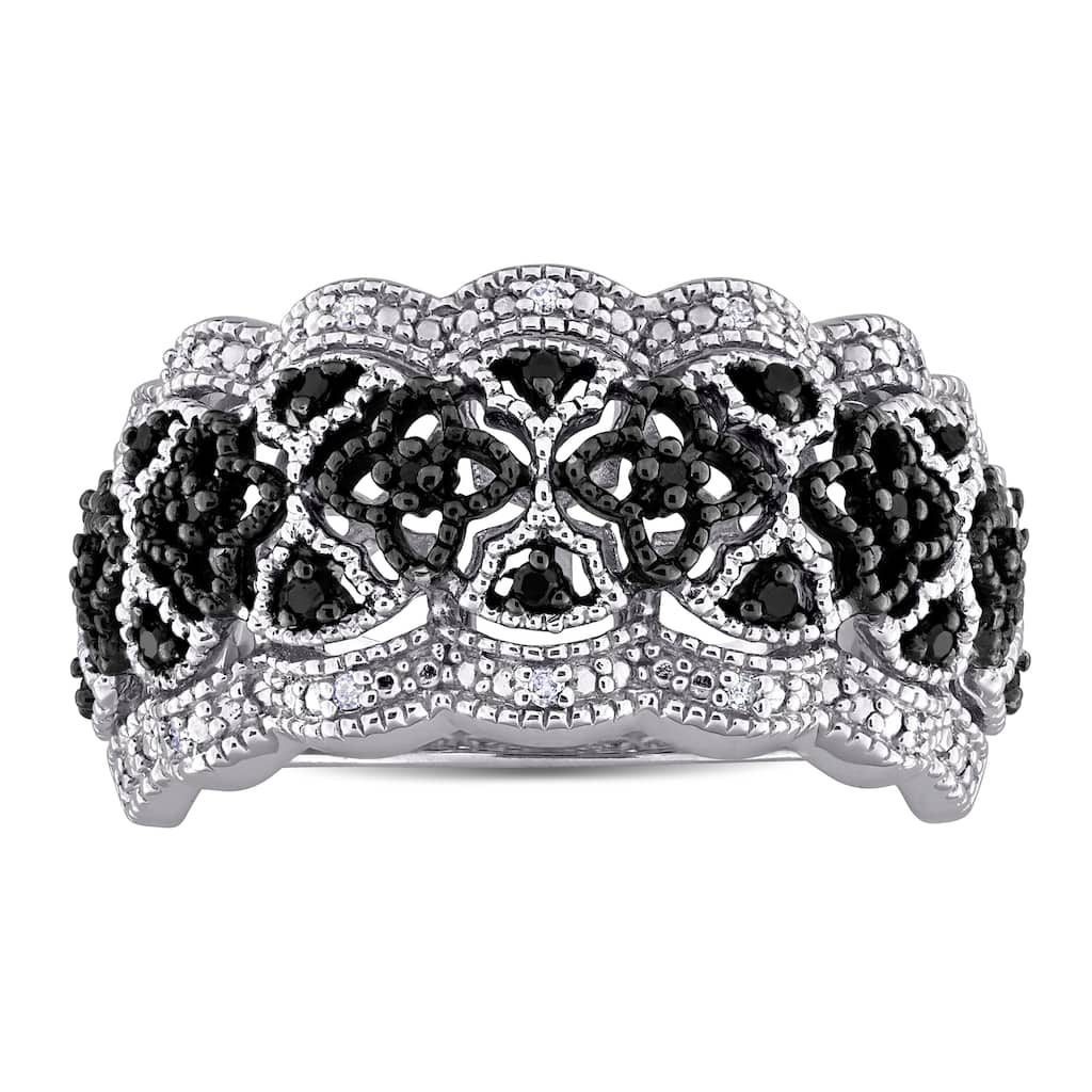 Miadora 1/10ct TW Halo Diamond Vintage Ring Sterling Silver