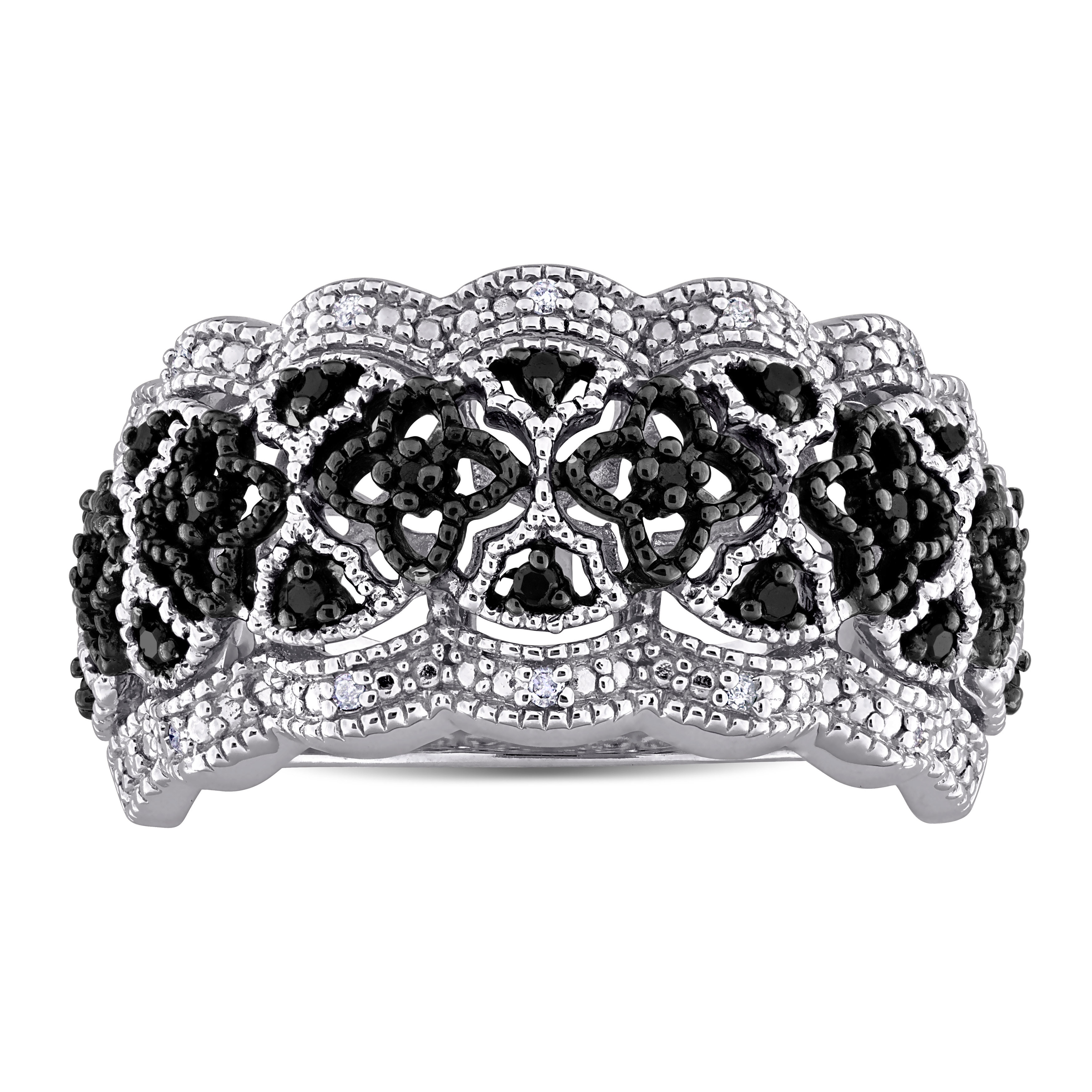 Miadora 1/10ct TW Halo Diamond Vintage Ring Sterling Silver