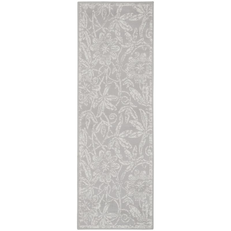 Jotis Power Loomed Distressed Abstract Floral Traditional Non Skid Stain Resistant Area Rug By HomeRoots - 96' X '24' X '0.39