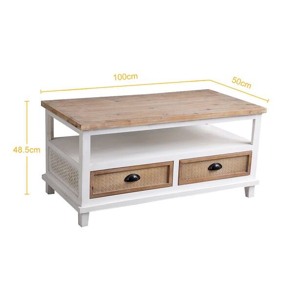 Celipu Farmhouse White Square Coffee Table With Storage Overstock 32580373