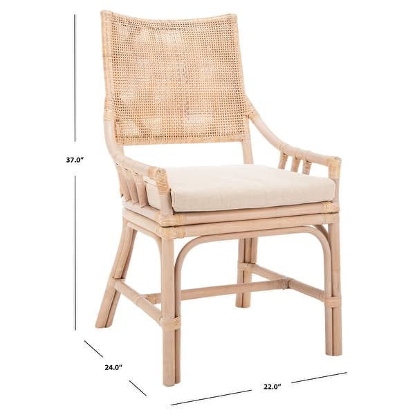 dimension image slide 2 of 4, SAFAVIEH Donatella Coastal Rattan Cushion Chair - 22" W x 24" L x 37" H