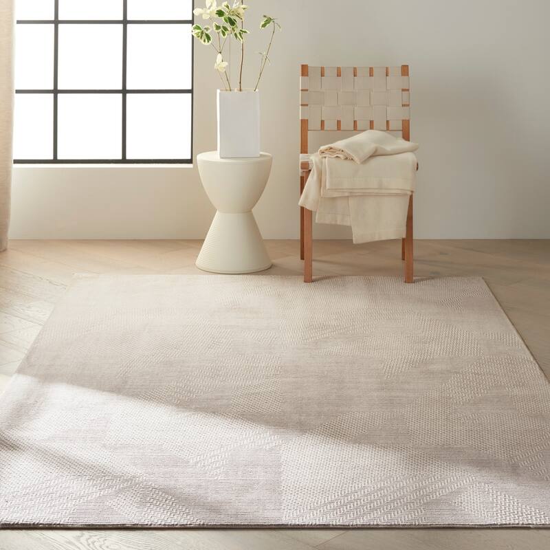 Calvin Klein Orlando Geometric Textured Modern Area Rug - 3'11" x 5'11" - Grey/Beige - Rectangle