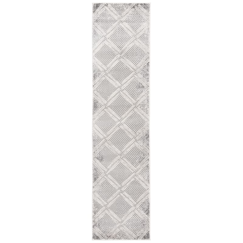 SAFAVIEH Hanna Elona Modern Contemporary Rug - 2' x 8' Runner - Grey/Ivory
