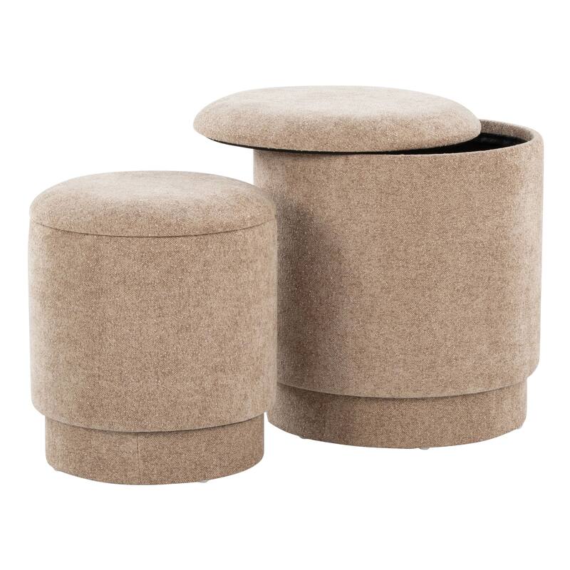 Marla Upholstered Contemporary Ottoman Set in Fabric by LumiSource