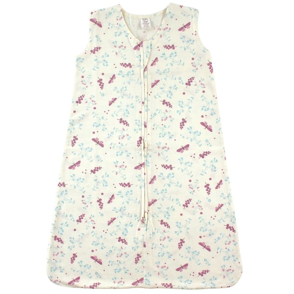 slide 1 of 1, Touched by Nature Baby Girl Organic Cotton Sleeveless Wearable Sleeping Bag, Sack, Blanket, Botanical Flutter 18-24 Months - Botanical Flutter