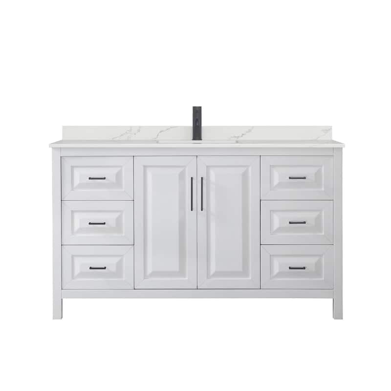 Daria 60-inch Single Vanity, Single Hole Quartz Top