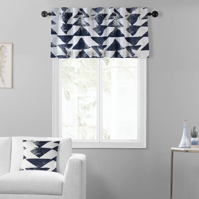 Exclusive Fabrics Triad Printed Cotton Window Valance - 50 X 19 - Triad Indigo