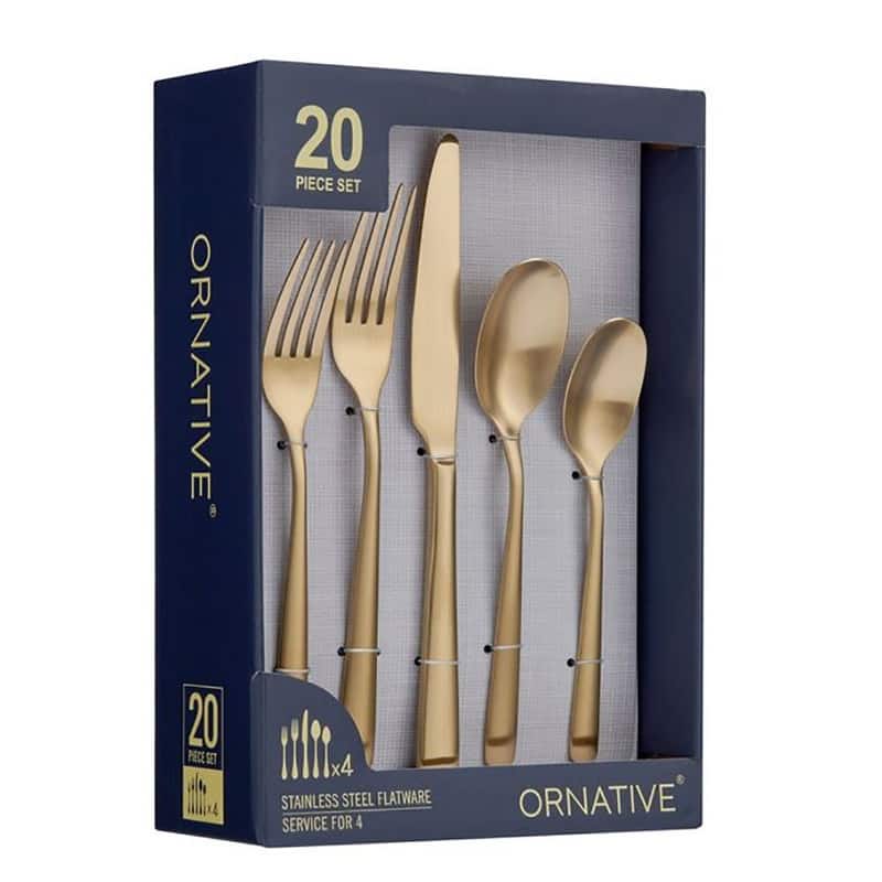 Ornative Aabbye 18/0 Stainless Steel 20 Pieces Flatware Set - 10.63" H x 6.69" W x 2.76" D