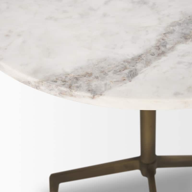 Serre White Marble Top With Black Metal Base Round Side Table