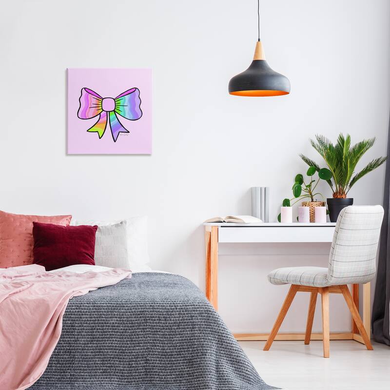 Stupell Pastel Rainbow Ombre Ribbon Canvas Wall Art Design By Katie Conley