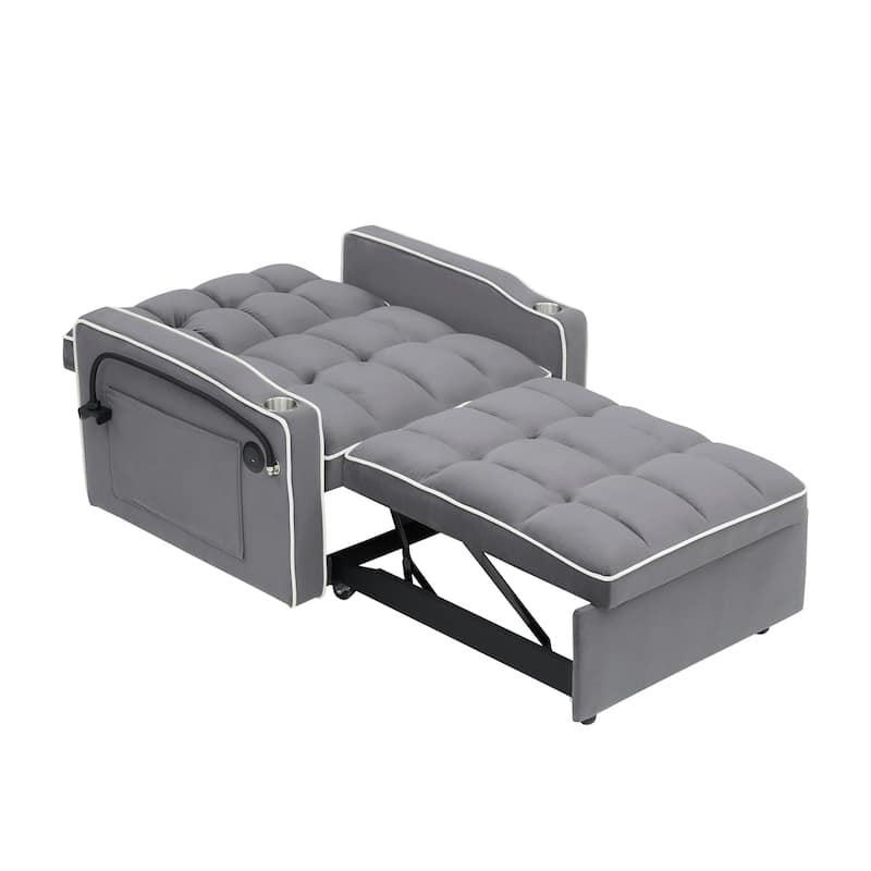 Modern 70.86" 3 in 1 Single Convertible Sofa Bed with Adjustable Back and USB Charging Port for Living Room
