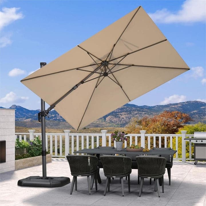 PURPLE LEAF 6 x 10 ft Left-right Tilting Patio Cantilever Umbrella with 360-degree Rotation
