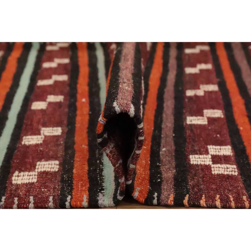 Hand Woven Oriental 100% Wool Carpet Southwestern Tribal Red Kilim Runner Rug - 8' 4'' X 3' 3''