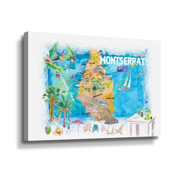 Montserrat Illustrated Travel Map With Roads And Highlights Gallery ...