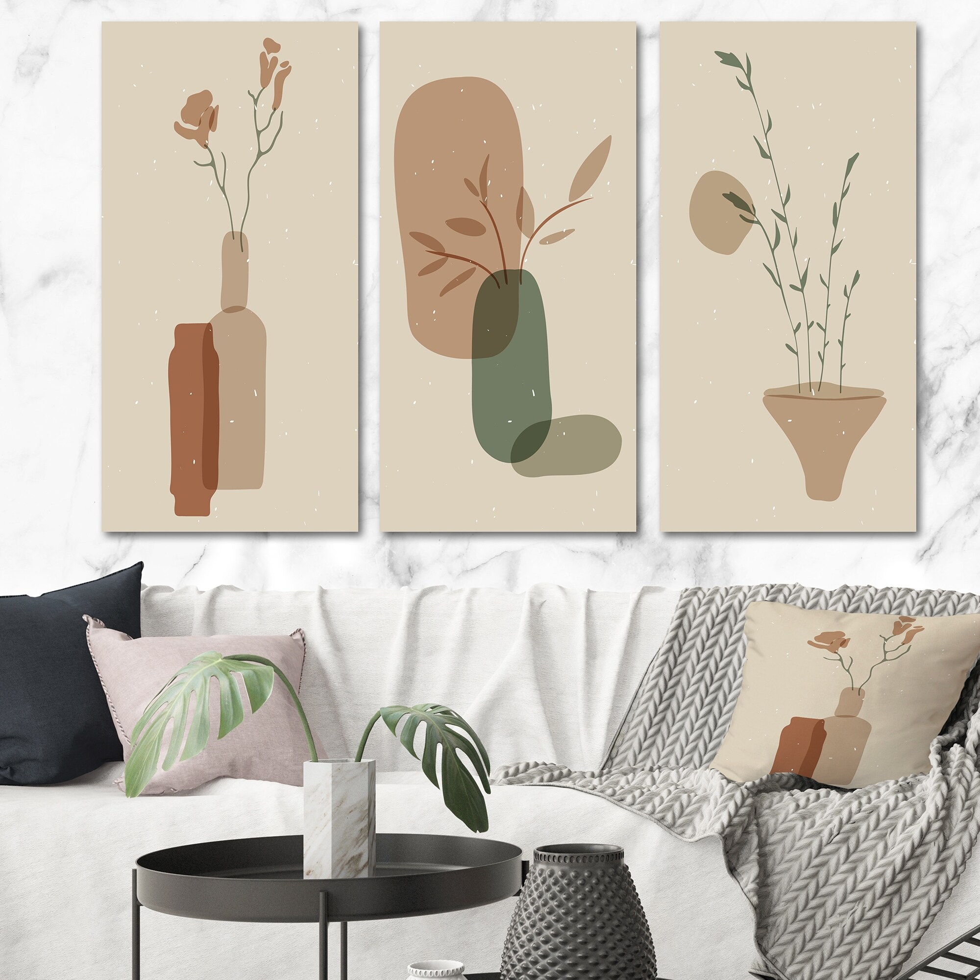 Designart 'Japanese Vintage Creative Leaves IV' Mid-Century