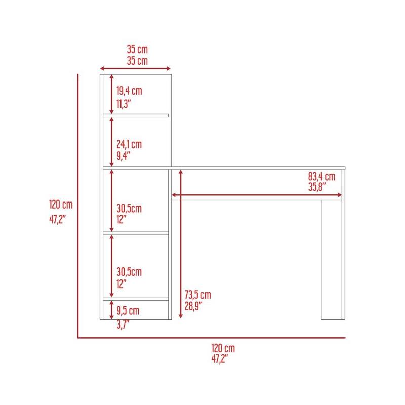 47-Inch Computer Desk with Open Shelves for Home Office Use