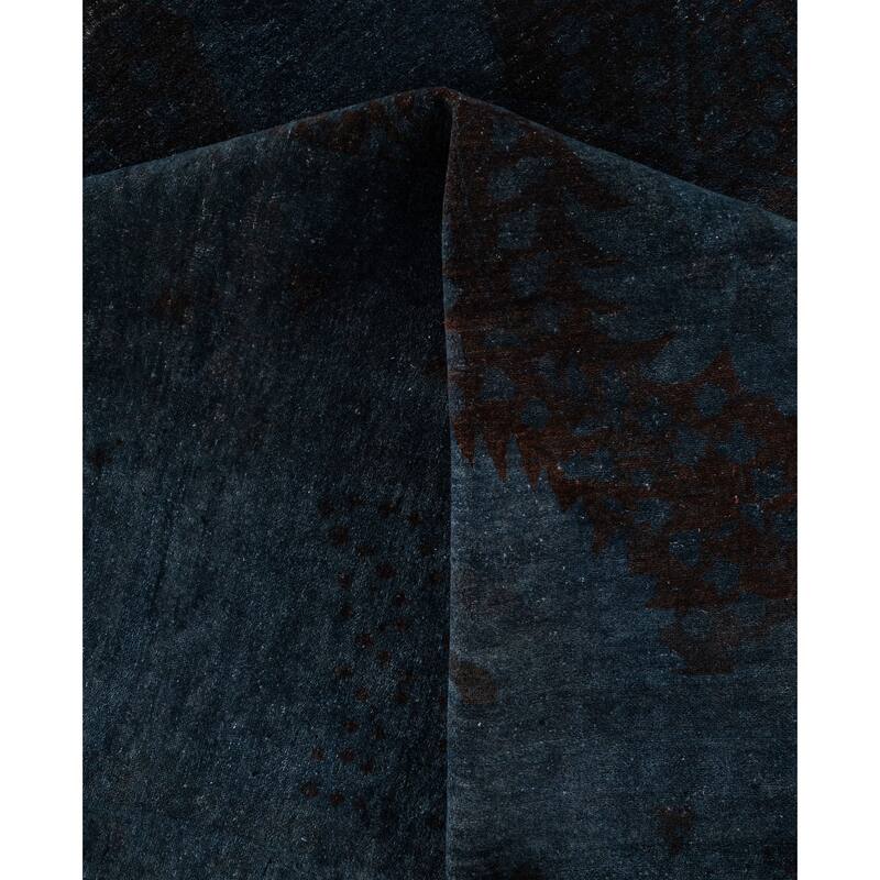 Overdyed One-of-a-Kind Hand-Knotted Area Rug - Black - 12' 6" x 16' 0"