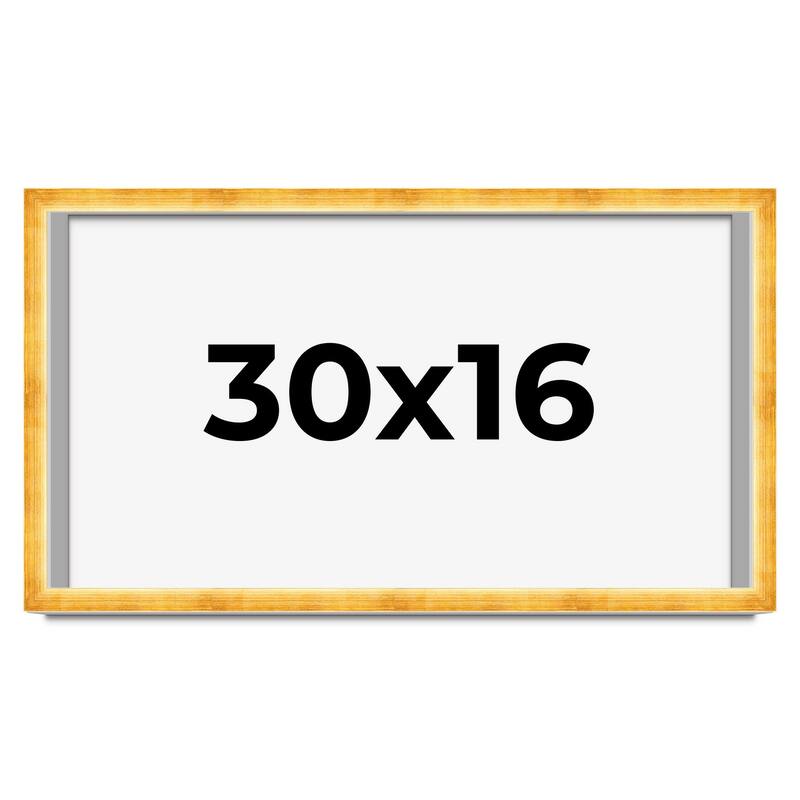 30x16 Shadow Box Frame Gold | 1.625 Inches Deep Real Wood Traditional