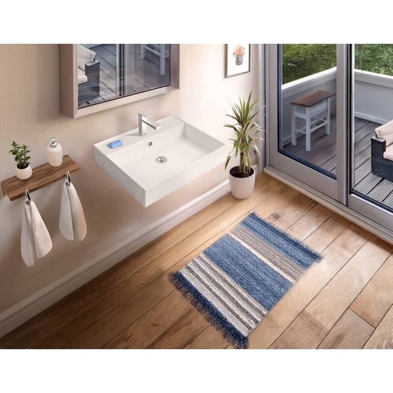 Whitehaus B-AG61-1H 24" Rectangular Vitreous China Wall Mounted