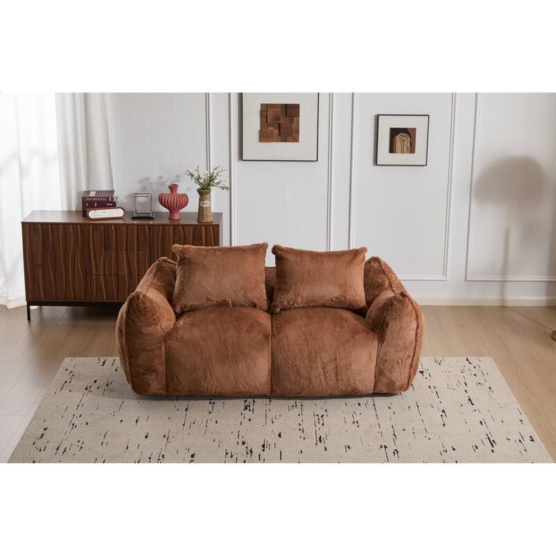 Oversized Bean Bag Sofa Reading Chair, 2-Seater Giant Bean Bag Couch with Pillows, Loveseat Chaise Lounge Sofa Chair