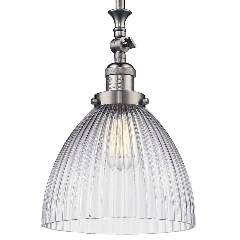 Innovations Lighting Seneca Falls Single Light 10" Wide Mini Pendant - Brushed Satin Nickel / Clear Halophane