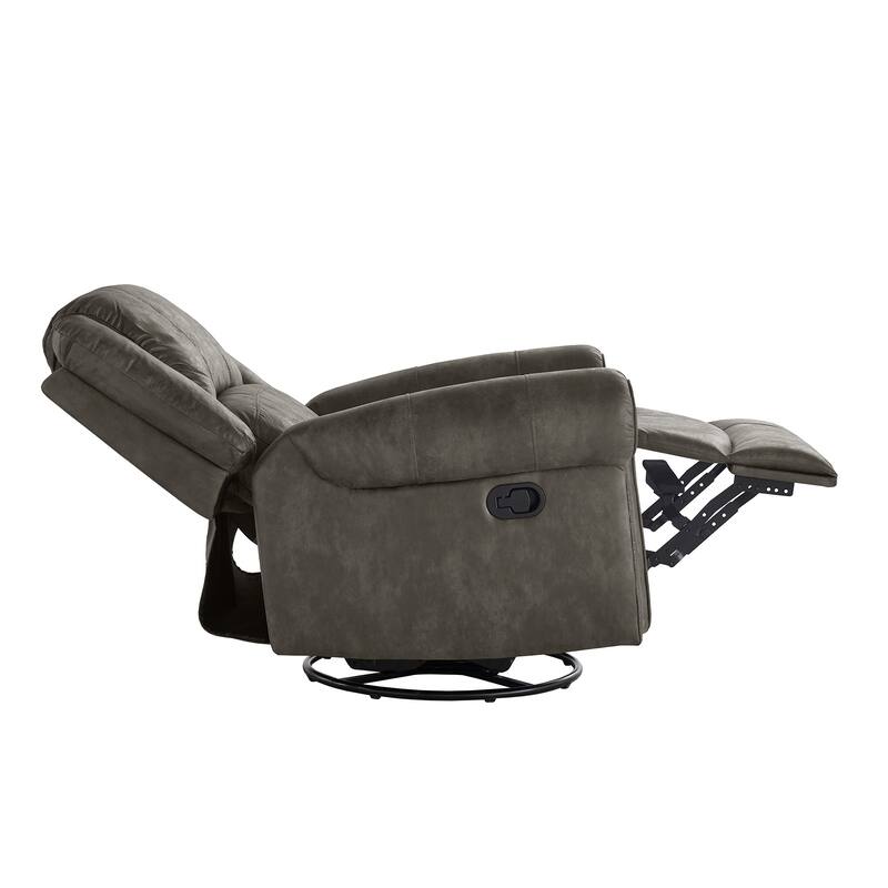 Monroe Polished Microfiber Nailhead Swivel Glider Recliner by iNSPIRE Q Classic
