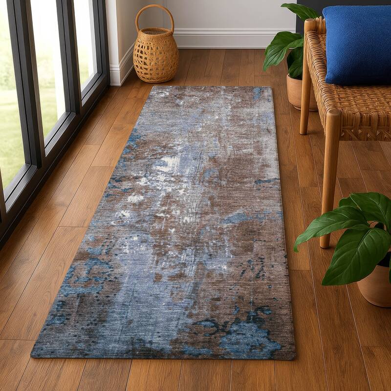 Premium Washable Super Soft Abstract Chic Mayfield Rug - Coffee - 2'3" x 7'6"