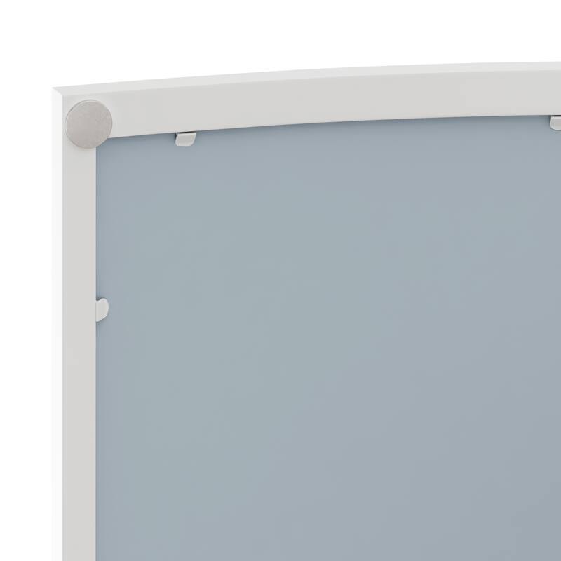 23.62"Modern Arched Glass Double-Door Wardrobe with Shatterproof Non-Glass Mirror-Double-Layer Storage, Open Shelf & Towel Rack