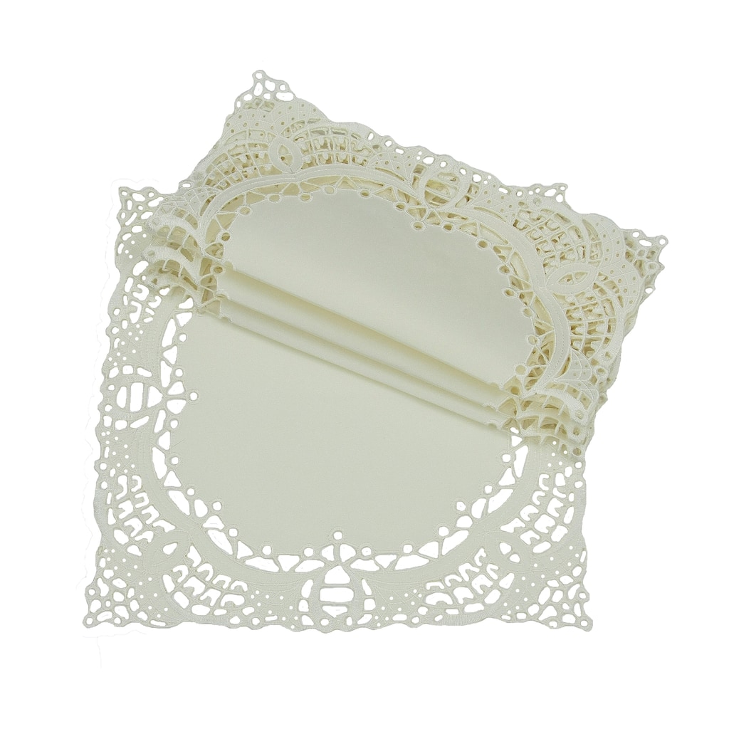 Dainty Lace-12sq-Doilies-Set of 4-Ivory - 12 x 12