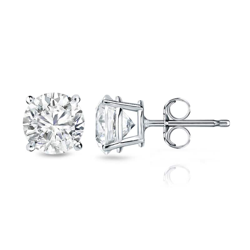 Auriya 18k Gold 1ct TW Clarity-enhanced Diamond Stud Earrings (G-H, I2-I3) - White