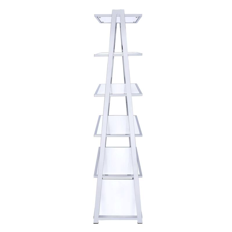 White and Chrome Bookshelf with 6 Shelves