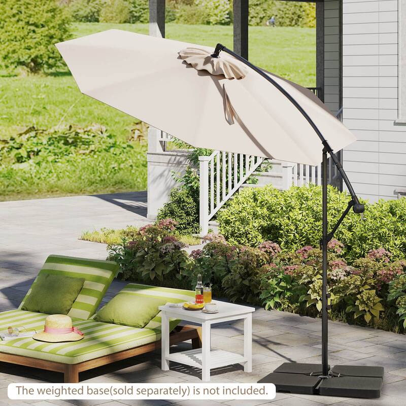 Costway 10 FT Patio Offset Umbrella w/8 Ribs Cross Base Tilt
