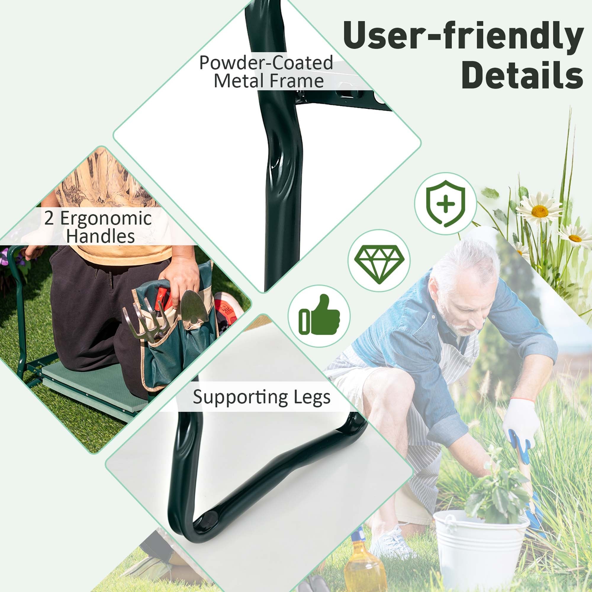 Costway folding sturdy garden kneeler gardener kneeling pad shop & cushion seat knee pad seat