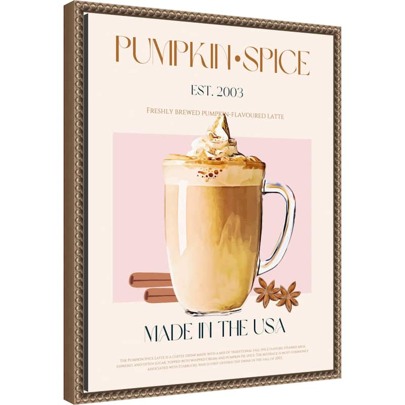 Autumn Latte Delight by Nazma Khokhar (16 x 20 in.), Framed Canvas Wall Art Print