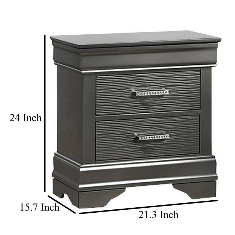 Dark Gray 2 Drawer 21.3 in. W Nightstand with Sturdy Hardware and Ample Storage