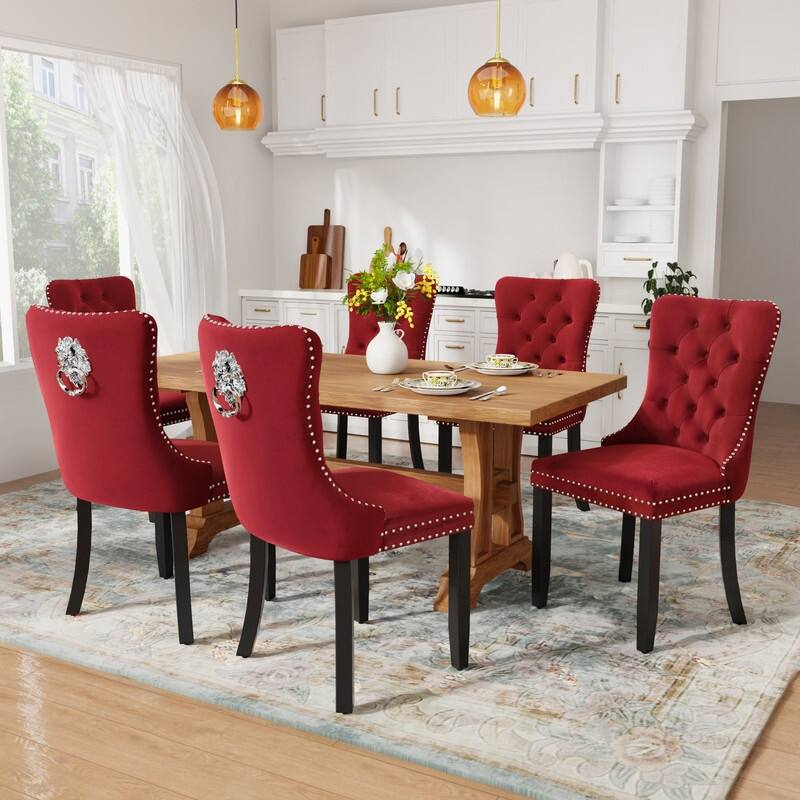 Tufted Naliheads Solid Wood Upholstered Dining Chairs (Set of 4)